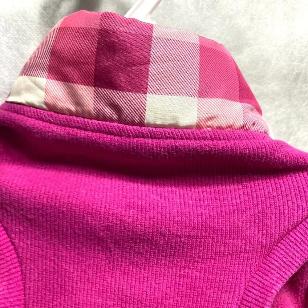 Dog Puffer Jacket Pink Checkered Quilted Zip Coat Warm Pet Apparel Medium